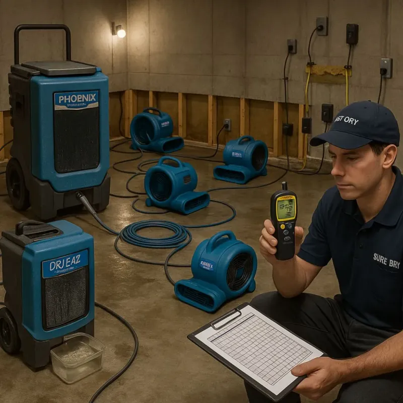 Structural Drying and Dehumidification process in Newark, TX
